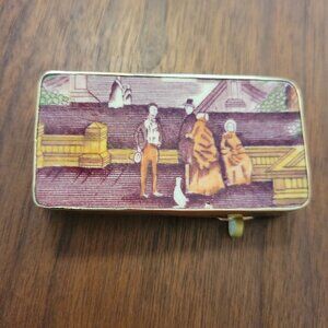 China Baroque Belt Buckle NWT Victorian Waterfront Scene